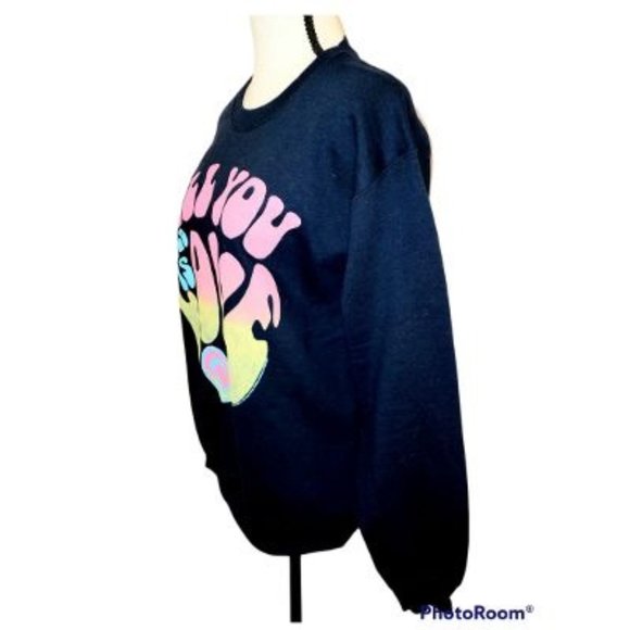 BEATLES ALL YOU NEED IS LOVE LYRICS - Blue Pullover Sweatshirt Unisex Size Small - Picture 2 of 6